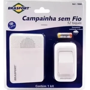 CAMPAINHA SEM FIO PILHA/PILHA 52TOQ.BRANCO BRASFORT