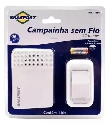 CAMPAINHA SEM FIO PILHA/PILHA 52TOQ.BRANCO BRASFORT