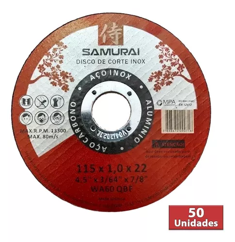DISCO CORTE INOX 4.5X3/64X7/8 SAMURAI