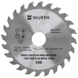 DISCO CORTE MADEIRA 110X4.3/8/ 24D WURTH