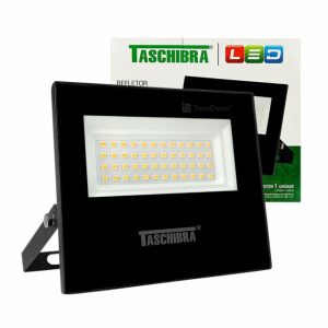 REFLETOR LED SLIM PRETO 50W 6500K 4000L TASCHIBRA