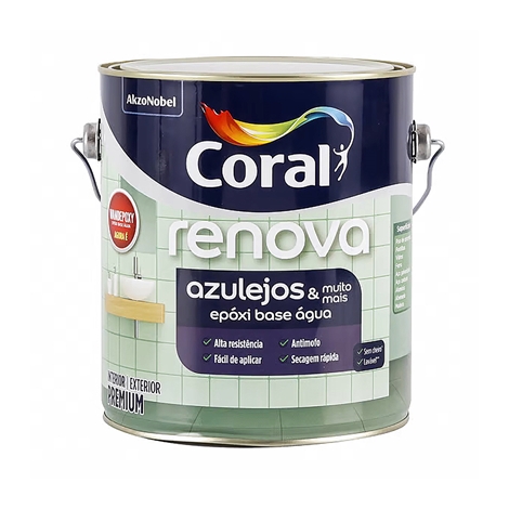 TINTA EPOXI RENOVA AZULEJOS BRANCO ACETINADO 900ML CORAL