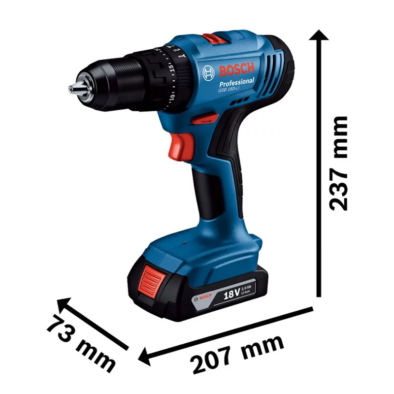 PARAFUSADEIRA IMPACTO 18V GSB 183LI 1 BATERIA BOSCH - Imagem 5