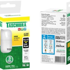 LAMPADA BULBO LED TKL 30 4.9W 3000K TASCHIBRA