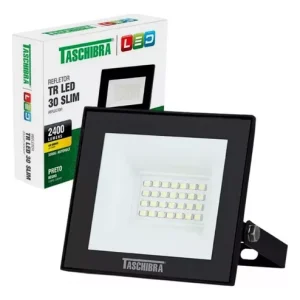 REFLETOR LED 30W 3000K PRETO TASCHIBRA