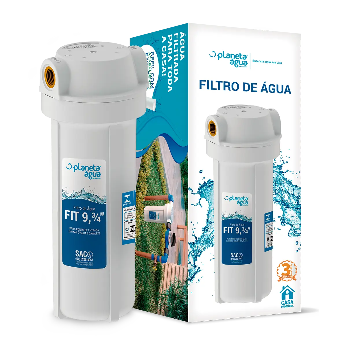 FILTRO FIT POE CAIXA AGUA 9.3/4 POL ROSCA 3/4 BRANCO OC PLANETA AGUA - Imagem 2