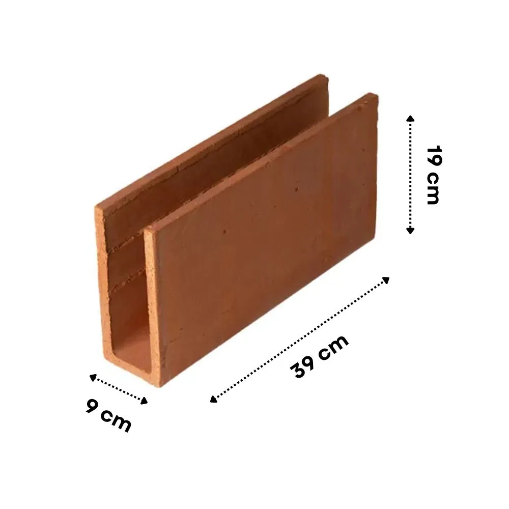 BLOCO CANALETA CERAMICO 9X19X39 - Imagem 2