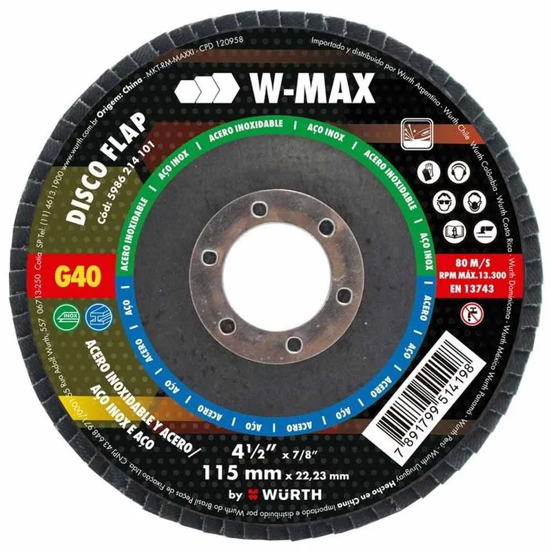 DISCO FLAP INOX W-MAX 115MM G40