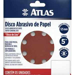 DISCO ABRASIVO PAPEL 125MM GRAO 60 5PCS