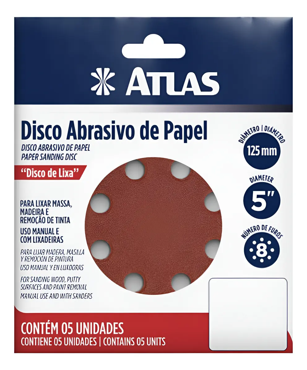 DISCO ABRASIVO PAPEL 125MM GRAO 60 5PCS