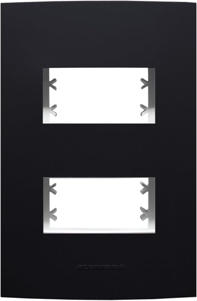 PLACA 4X2 2MOD PRETA COM SUPORTE ALUMBRA