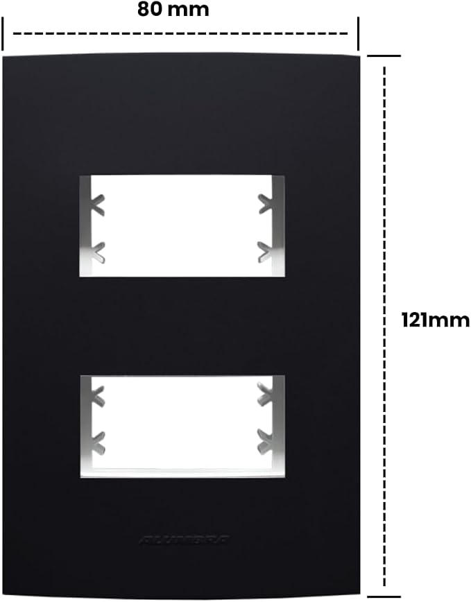 PLACA 4X2 2MOD PRETA COM SUPORTE ALUMBRA - Imagem 2