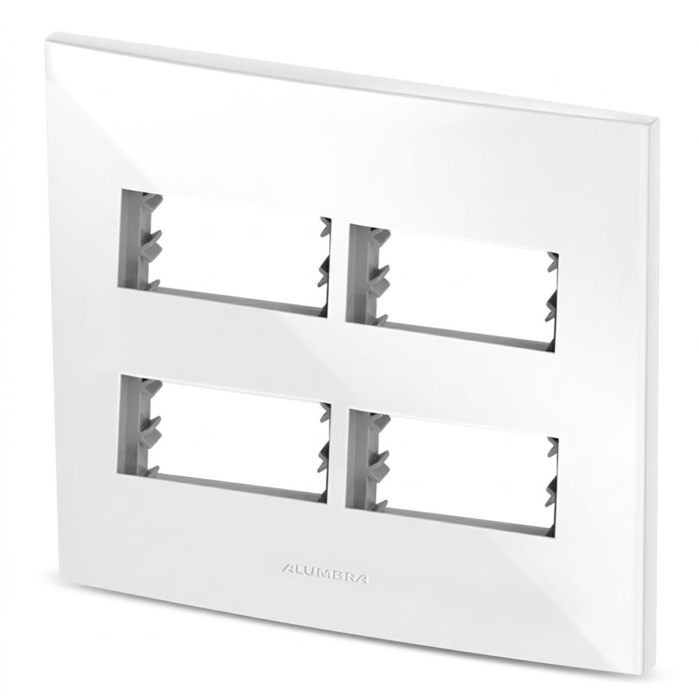 PLACA 4X4 4 MOD COM SUPORTE BRANCO ALUMBRA - Imagem 2