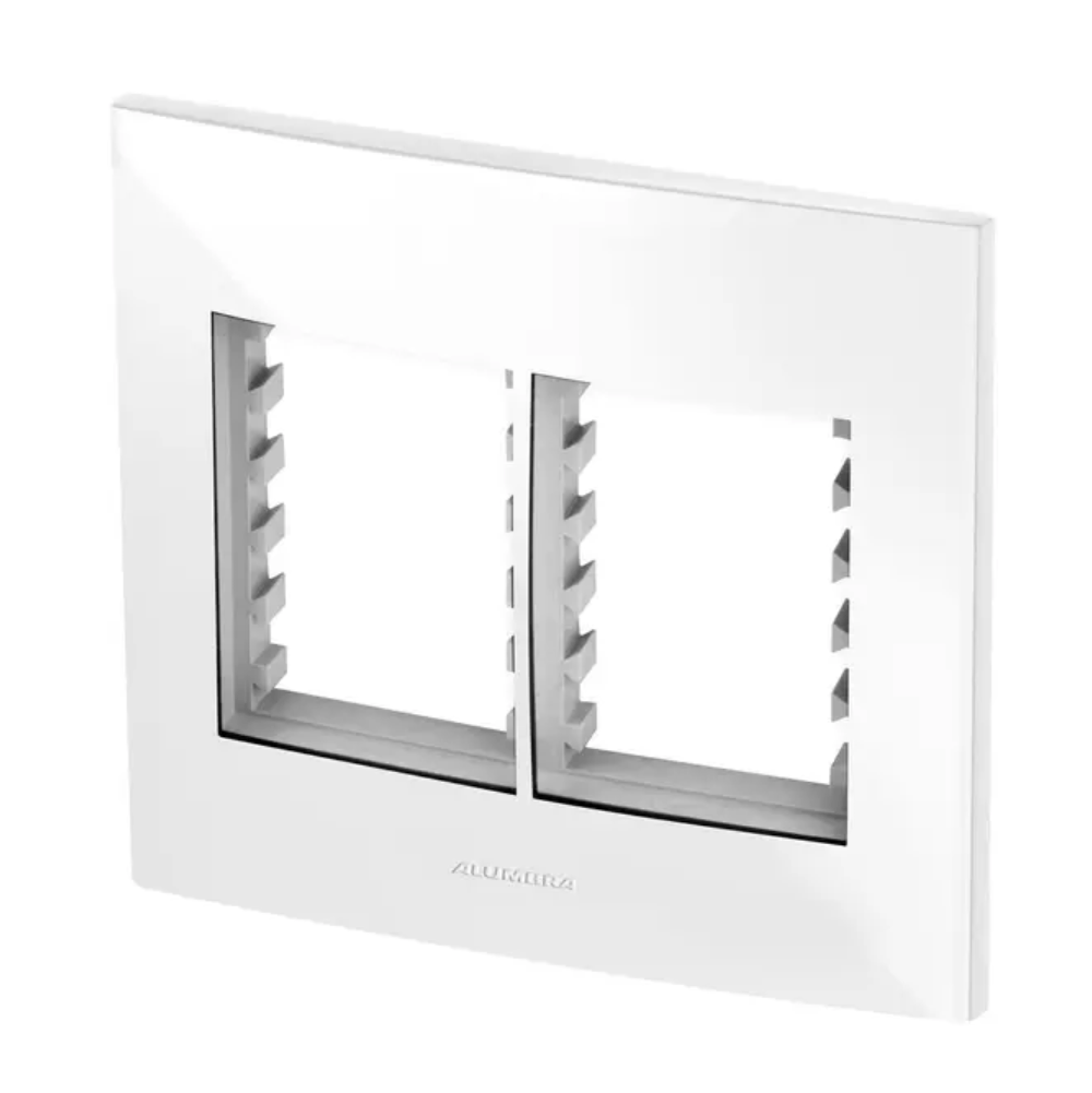 PLACA 4X4 6 MOD COM SUPORTE BRANCO ALUMBRA - Imagem 2