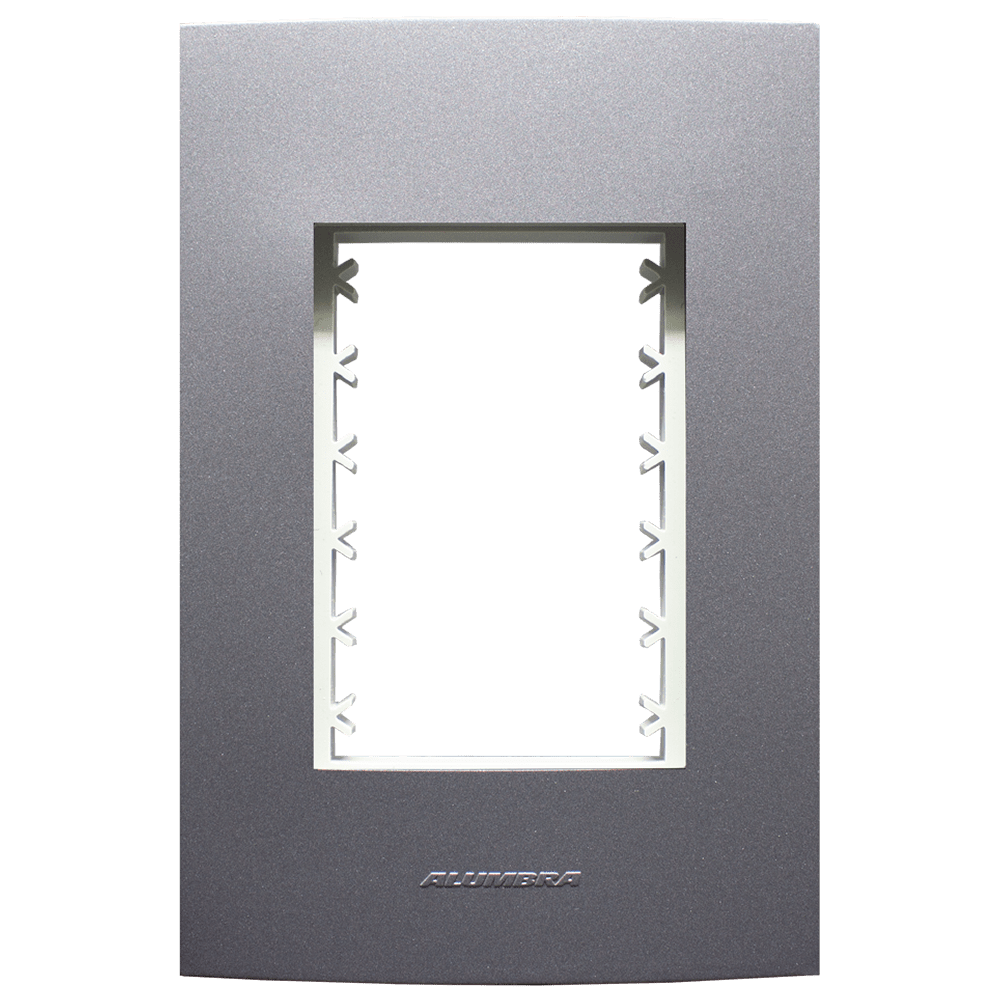 PLACA 4X2 3MOD COM SUPORTE COR GRAFITE ALUMBRA