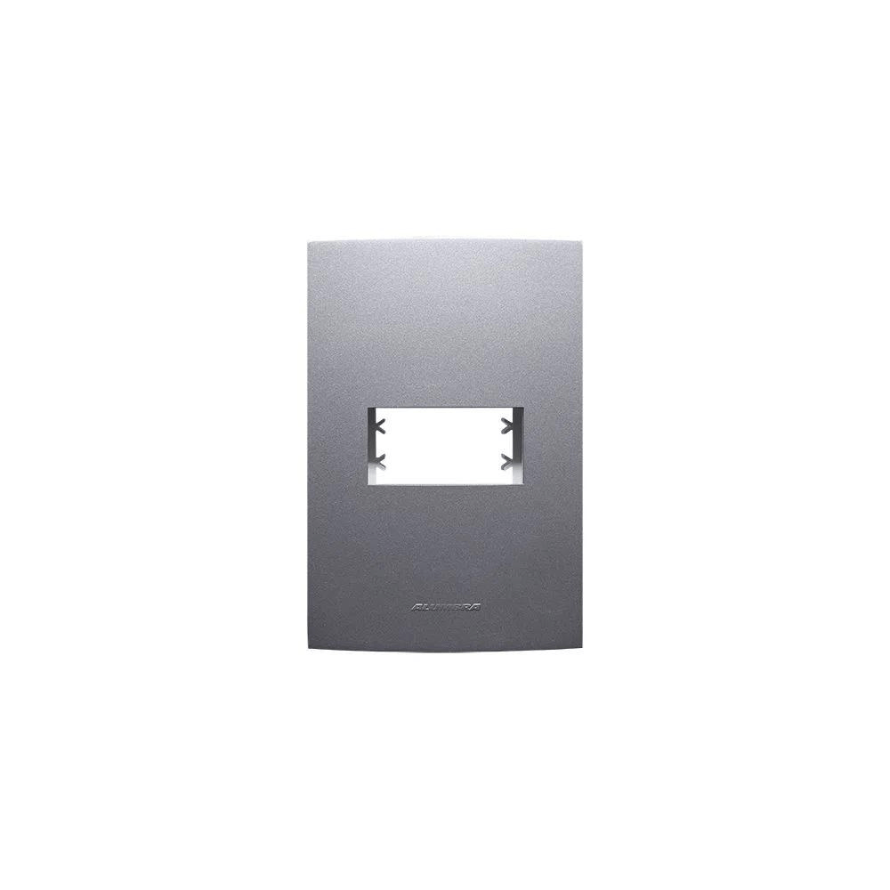 PLACA 4X2 1MOD COM SUPORTE COR GRAFITE ALUMBRA
